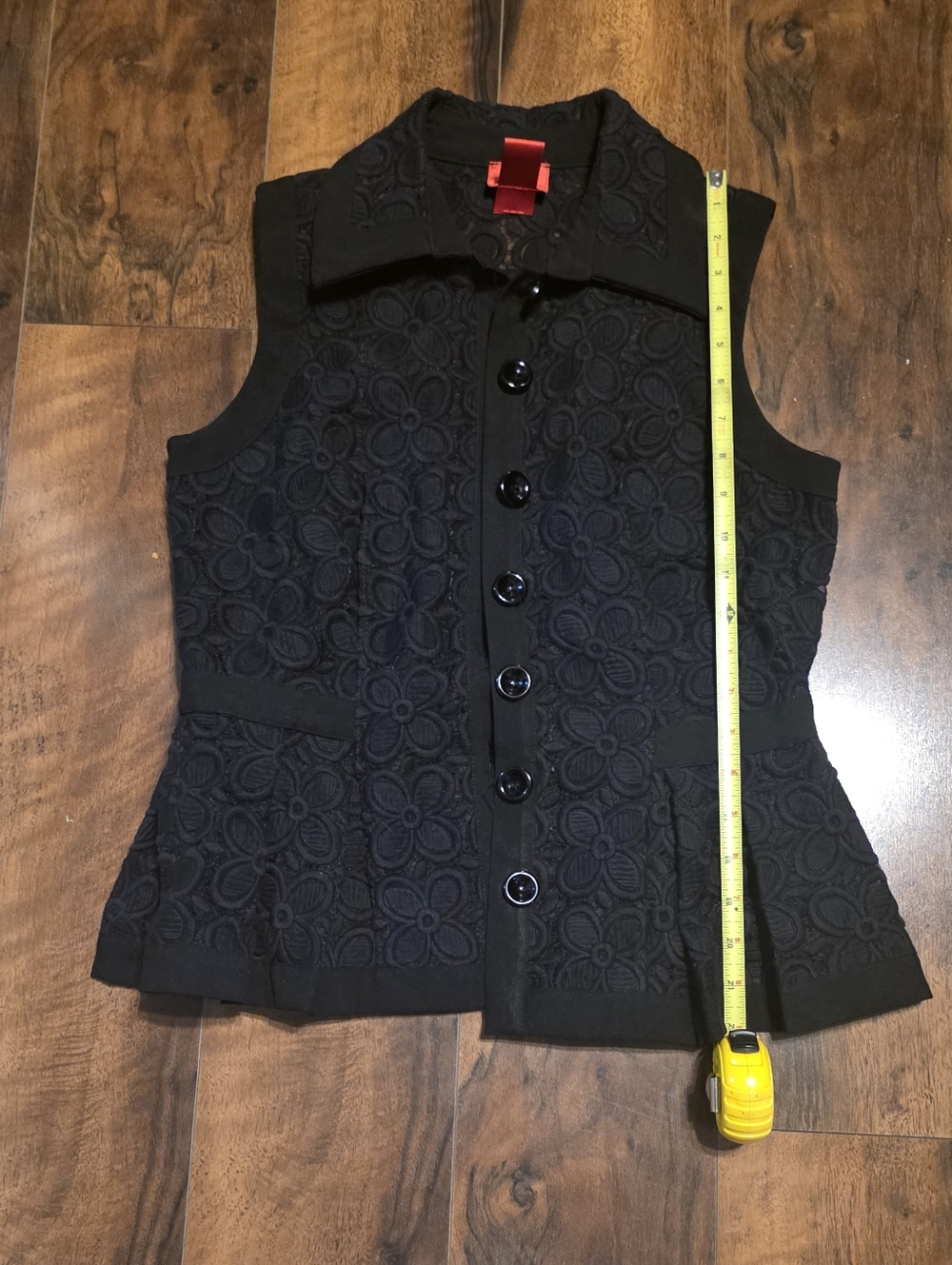 Cristina V Black Sleeveless Peplum Floral Lace Blouse Women’s Size - Picture 4 of 5